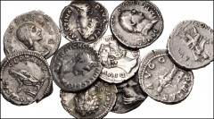 ROMAN. Provincial-Imperial. Lot of nine (9) silver coins. All denarii unless otherwise noted. Includes: PROVINCIAL. Lycia. Trajan. AR Drachm // IMPERIAL. Vespasian // Titus // Divus Antoninus Pius // 