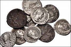 ROMAN. Imperial. Lot of ten (10) silver coins from Septimius Severus to Macrianus. DENARII: Septimius Severus // Plautilla // Severus Alexander // Maximinus I // Gordian III // ANTONINIANI: Gordian II