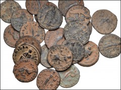 ROMAN. Imperial. Lot of twenty-three (23) ‘Persecution’ Folles. All coins: Time of Maximinus II. Antioch mint. Includes: “Tyche/Apollo” types (18 ) // “Zeus/Victory” types (5). Fine to VF, thick earth