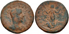 SYRIA, Coele-Syria. Damascus. Volusian. AD 251-253. Æ (25mm, 12.18 g, 11h). Laureate, draped, and cuirassed bust right / Female figure (Ambrosia?) facing, head right, metamorphosing into grape vine. D