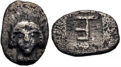 IONIA, Kolophon. Circa 500-450 BC. AR Tetartemorion (5mm, 0.20 g, 9h). Facing head of Apollo / TE monogram (= tetartemorion) within incuse square. Milne, Colophon 10; SNG Copenhagen 133-4 var. (monogr