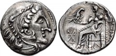 EASTERN EUROPE, Imitations of Alexander III of Macedon. 3rd-2nd centuries BC. AR Drachm (17.5mm, 3.43 g, 9h). Mint in the lower Danube region. Head of Herakles right, wearing lion skin / [...]EΛ[...],