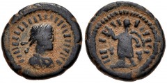 UNCERTAIN GERMANIC TRIBES, Pseudo-Imperial coinage. 5th century AD. Æ (11mm, 0.97 g, 12h). Imitating an Æ 4, possibly of Theodosius I. Uncertain mint. IIIIIIIIIIIIIIIIIIIIIIIII, pearl-diademed, draped