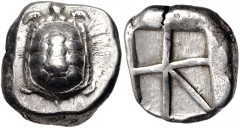 ISLANDS off ATTICA, Aegina. Circa 456/45-431 BC. AR Stater (18.5mm, 12.30 g, 3h). Land tortoise with segmented shell / Large square incuse with skew pattern. Meadows, Aegina, Group IIIb; HGC 6, 437. V