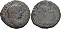 THRACE, Philippopolis. Caracalla. AD 198-217. Æ (30mm, 19.45 g, 7h). Pythian Games issue. Struck AD 214. AVT K M AVP CEVH ANTΩNEINOC, laureate bust right / KOINON ΘPAKΩN AΛE[ΞANΔPI]A EN ΦI ΛIΠ ΠOΠO, A