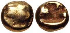 IONIA, Uncertain. Circa 650-600 BC. EL Myshemihekte – Twenty-fourth Stater (5.5mm, 0.56 g). Lydo-Milesian standard. Plain globular surface / Incuse square. Weidauer –; Traité I –; SNG Kayhan –; SNG vo