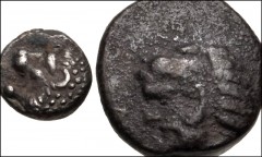 GREEK. Asia Minor. Lot of two (2) AR Obol & Tetartemorion. Includes: Obol: Mallos. SNG France 384; SNG Levante 161. Tetartemorion: Mylasa. SNG Keckman 926–7; SNG Kayhan 940–3. Reverse struck slightly 