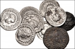 ROMAN. Provincial-Imperial. Lot of nine (9) AR Tetradrachm & Antoniniani from Gordian III to Postumus. Includes: Tetradrachm of Antioch: Philip II. Antoniniani: Gordian III // Otacilia Severa // Traja