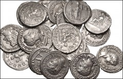 ROMAN. Imperial. Lot of fifty (50) AR Denarii from Septimius Severus to Gordian III. Includes: Septimius Severus (13) // Julia Domna (5) // Caracalla (14) // Elagabalus // Severus Alexander (3) // Max