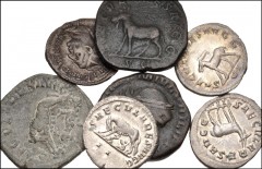 ROMAN. Imperial. Lot of seven (7) AR Antoniniani and Æ Sestertii from Philip I and Philip II. All coins: Ludi Saeculares issues. Incudes: Antoniniani: Philip I (3) // Philip II. Sestertii: Philip I (2