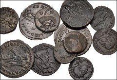 ROMAN. Imperial. Lot of thirteen (13) Æ denominations from Divus Claudius II Gothicus to Valentinian I. Includes: Folles: Diocletian // Maximianus I // Constantius I as Caesar // Severus II as Caesar 