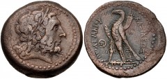 PTOLEMAIC KINGS of EGYPT. Ptolemy II Philadelphos. 285-246 BC. Æ Diobol (31mm, 22.60 g, 11h). Ptolemaïs (Ake) mint. Struck circa 261/0-246 BC. Diademed head of Zeus-Ammon right / Eagle standing left o