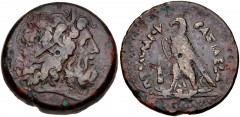PTOLEMAIC KINGS of EGYPT. Ptolemy III Euergetes. 246-222 BC. Æ Drachm (42mm, 72.36 g, 11h). Tyre mint. Struck circa 242/1-222 BC. Diademed head of Zeus-Ammon right / Eagle with closed wings standing l