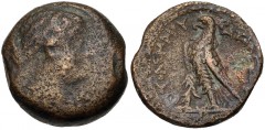 PTOLEMAIC KINGS of EGYPT. Berenike II, wife of Ptolemy III. Circa 244/3-221 BC. Æ Tritartemorion (19mm, 7.95 g, 12h). Uncertain mint on the north Syrian coast. Struck circa 244-241 BC. Diademed and dr