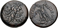 PTOLEMAIC KINGS of EGYPT. Ptolemy IV Philopator. 222-205/4 BC. Æ Triobol (33mm, 35.11 g, 12h). Alexandreia mint. Series 5. Diademed head of Zeus-Ammon right / Eagle with closed wings standing left on 