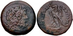 PTOLEMAIC KINGS of EGYPT. Ptolemy IV Philopator. 222-205/4 BC. Æ Diobol (30mm, 20.67 g, 12h). Alexandreia mint. Series 5. Diademed head of Zeus-Ammon right / Eagle with closed wings standing left on t