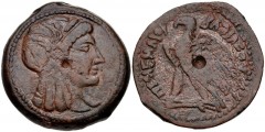 PTOLEMAIC KINGS of EGYPT. Ptolemy V Epiphanes. 204-180 BC. Æ (33mm, 25.29 g, 11h). Alexandreia mint. Series 6. Head of Isis right, wearing wreath of grain ears, and her hair in long curls / Eagle with