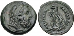 PTOLEMAIC KINGS of EGYPT. Ptolemy V Epiphanes. 204-180 BC. Æ (25mm, 12.34 g, 11h). Alexandreia mint. Series 6. Bearded head of Herakles right, wearing lion skin headdress / Eagle with closed wings sta