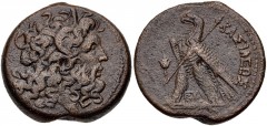 PTOLEMAIC KINGS of EGYPT. Ptolemy VI Philometor. First sole reign, 180-170 BC. Æ Hemidrachm (32mm, 31.21 g, 12h). Cyprus mint. Diademed head of Zeus-Ammon right / Eagle with closed wings standing left