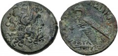 PTOLEMAIC KINGS of EGYPT. Ptolemy VI Philometor. First sole reign, 180-170 BC. Æ Obol (25mm, 12.75 g, 12h). Cyprus mint. Diademed head of Zeus-Ammon right / Eagle with closed wings standing left on th