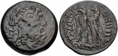 PTOLEMAIC KINGS of EGYPT. Ptolemy VIII Euergetes II (Physcon). 145-116 BC. Æ (30mm, 18.58 g, 12h). Alexandreia mint. Series 7. Diademed head of Zeus-Ammon right / Two eagles with their wings closed st
