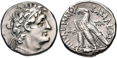 PTOLEMAIC KINGS of EGYPT. Kleopatra III & Ptolemy IX Soter II (Lathyros). 116-107 BC. AR Tetradrachm (25mm, 14.14 g, 12h). Alexandreia mint. Dated RY 9 (109/8 BC). Diademed head of Ptolemy I right, we