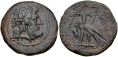 PTOLEMAIC KINGS of EGYPT. Kleopatra III & Ptolemy X Alexander I. 107-101 BC. Æ Hemidrachm (32mm, 17.07 g, 12h). Uncertain mint on Cyprus(?). Diademed head of Zeus-Ammon right / Two eagles with closed 