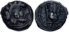 PTOLEMAIC KINGS of EGYPT. Ptolemy Apion. King of Kyrenaika, c. 104/1–96 BC. Æ Chalkous (13mm, 1.80 g, 12h). Kyrene mint. Diademed head of Zeus-Ammon right / Headdress of Isis. Svoronos 1845 (Ptolemy X