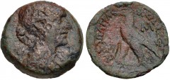 PTOLEMAIC KINGS of EGYPT. Kleopatra VII Thea Neotera. 51-30 BC. Æ Obol – 40 Drachmai (22mm, 7.80 g, 12h). Alexandreia mint. Diademed and draped bust right / Eagle with closed wings standing left on th