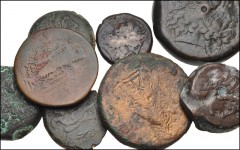 GREEK. Egypt & North Africa. Lot of eight (8) early Ptolemaic bronzes. Includes: Svoronos 586 (Alexandreia) // Svoronos 706 (Tyre) // Svoronos 761 (Sidon–2 coins) // Svoronos 974 (Alexandreia, with ad