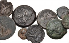 GREEK. Egypt & North Africa. Lot of nine (9) Ptolemaic bronzes. Includes: Svoronos 1156 (Alexandreia) // Svoronos 1382 (Alexandreia) // Svoronos 1628 (Cyprus) // Svoronos 1637 (Cyprus) // Svoronos 164