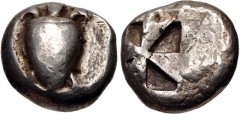 ISLANDS off ATTICA, Aegina. Circa 525-480 BC. AR Stater (19mm, 12.32 g). Sea turtle, head in profile, with thin collar and [row of dots down its back] / Incuse square with ‘windmill’ pattern. Meadows,