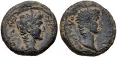 LYDIA, Sardis. Germanicus, with Drusus. Caesar, 15 BC-AD 19. Æ (15mm, 2.61 g, 12h). Bare head of Germanicus right / Bare head of Drusus right. RPC I 2992; BMC 110-2. Near VF, earthen dark green patina