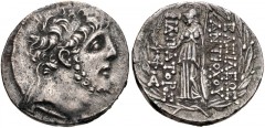 SELEUKID KINGS of SYRIA. Antiochos IX Eusebes Philopator (Kyzikenos). 114/3-95 BC. AR Tetradrachm (27mm, 16.20 g, 1h). Antioch on the Orontes mint. Second reign, 110/09 BC. Diademed head right / Athen