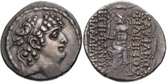 SELEUKID KINGS of SYRIA. Philip I Philadelphos. Circa 95/4-76/5 BC. AR Tetradrachm (28mm, 15.70 g, 12h). Antioch mint. Struck 88/7-76/5 BC. Diademed head right / Zeus Nikephoros seated left; [monogram