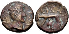 CRETE, Cydonia. Tiberius. AD 14-37. Æ (17mm, 4.52 g, 7h). Bare head right / Hound standing left, suckling infant below. RPC I 1012; Svoronos, Numismatique 105 (Augustus). VF, brown surfaces. From the 