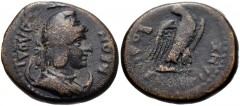 PHRYGIA, Laodicea ad Lycum. Pseudo-autonomous issue. temp. Tiberius, AD 14-37(?). Æ (17mm, 3.64 g, 12h). Dioskourides, magistrate. Laureate and draped bust of Mên right, wearing Phrygian cap and torqu