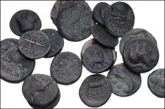 GREEK. Miscellaneous. Lot of ninety (90) mixed Æ denominations from around the ancient Greek world. Includes: A good mix of cities, types, and denominations, with a few scattered Roman Provincial issu