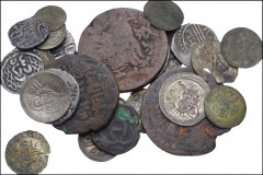 ISLAMIC. Lot of thirty-three (33) AR, BI, and Æ denominations. Includes: Mostly Ottoman minor denominations, but also includes some miscellaneous AR and Æ issues. Coins Fine or better, toned, a couple