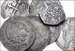 WORLD. Miscellaneous. Lot of seven (7) crown-sized AR denominations from around Latin America. Includes: BOLIVIA. 8 Reales: 1793-(PTS) PR. CHILE. Peso. 1875. MEXICO. 8 Reales. 1821-Ga FS // 1879-Zs JS