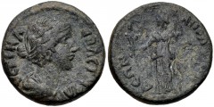 LYDIA, Apollonis. Faustina Junior. Augusta, AD 147-175. Æ (18mm, 5.09 g, 6h). Struck circa AD 152-175. Draped bust right / Ceres standing left, holding poppies, grain ears, and torch. RPC IV online 11