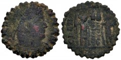 Constantine I. AD 307/310-337. Æ Reduced Follis (17mm, 2.23 g, 6h). Rome mint. Struck AD 333-336. Rosette-diademed, [draped, and cuirassed] bust right / Two soldiers, each holding reversed spear and r