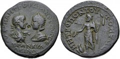 MOESIA INFERIOR, Tomis. Gordian III, with Tranquillina. AD 238-244. Æ Tetrassarion (26mm, 12.14 g, 6h). Laureate, draped, and cuirassed bust of Gordian and draped bust of Tranquillina, wearing stephan