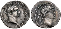 KINGS of PONTUS. Polemo II, with Nero. AD 38-64. AR Drachm (18mm, 3.25 g, 6h). Dated RY 19 (56/7). Diademed head of Polemo right / Laureate head of Nero right; ΘΙ (date) upward to left. RPC I 3831; RG