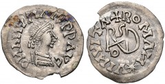 GEPIDS. Uncertain king. 454-552. AR Quarter Siliqua (16mm, 0.67 g, 8h). Imitating a Ravenna mint Quarter Siliqua of Theoderic in the name of Anastasius I. Sirmium mint. D И ΛИVSIΛTS P P ΛVC, pearl-dia