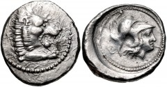 DYNASTS of LYCIA. Arttumpara. Circa 390-370 BC. AR Stater (20mm, 8.20 g, 4h). Xanthos mint(?). Forepart of lion right / Helmeted head of Athena right; diskeles to left; all in dotted circle within inc