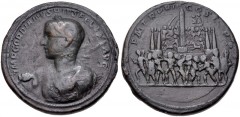 Gordian III. AD 238-244. Æ “Medallion” (37mm, 48.16 g, 2h). British Museum electrotype by Robert Ready. Laureate, draped and cuirassed bust left, holding spear over shoulder / View of the interior of 