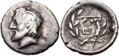 ARGOLIS, Epidauros. Circa 295/80-250 BC. AR Hemidrachm (18mm, 2.76 g, 12h). Laureate head of Asklepios left / Large EΠ monogram within wreath. Requier, Monnayage series 1, dies D1/R2; BCD Peloponnesos