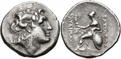 MYSIA, Kyzikos(?). Circa 280-250 BC. AR Tetradrachm (30mm, 16.41 g, 12h). Diademed head of the deified Alexander right, with horn of Ammon / Athena Nikephoros seated left, left arm resting on shield, 
