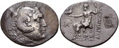 LYCIA, Phaselis. Circa 221/0-189/8 BC. AR Tetradrachm (33mm, 14.90 g, 1h). In the name and types of Alexander III of Macedon. Dated CY 23 (199/8 BC). Head of Herakles right, wearing lion skin / Zeus A